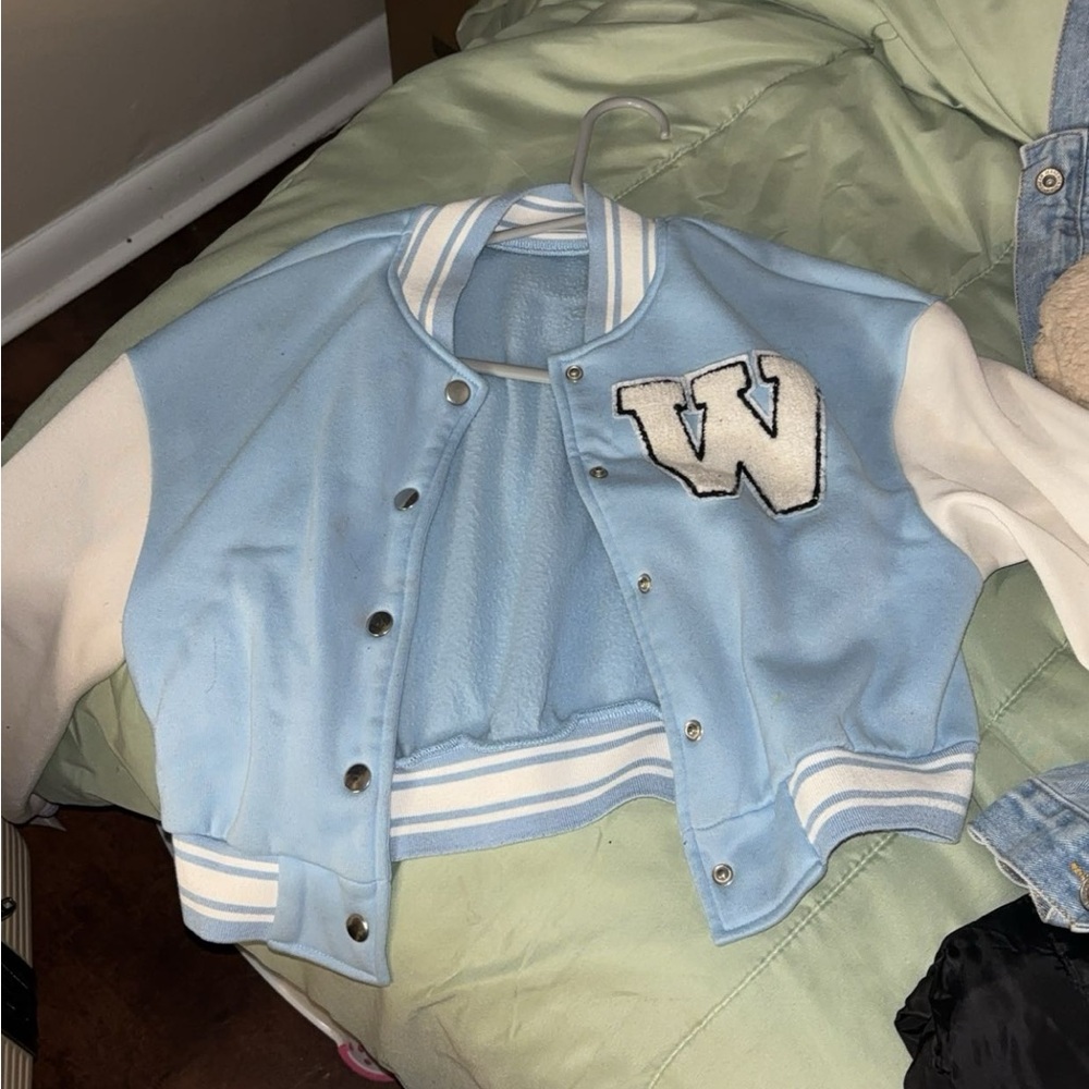 Blue leather man jacket